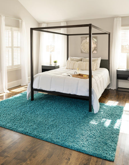 Plush Oasis Collection Area Rug - Serenity (Deep Aqua Blue)