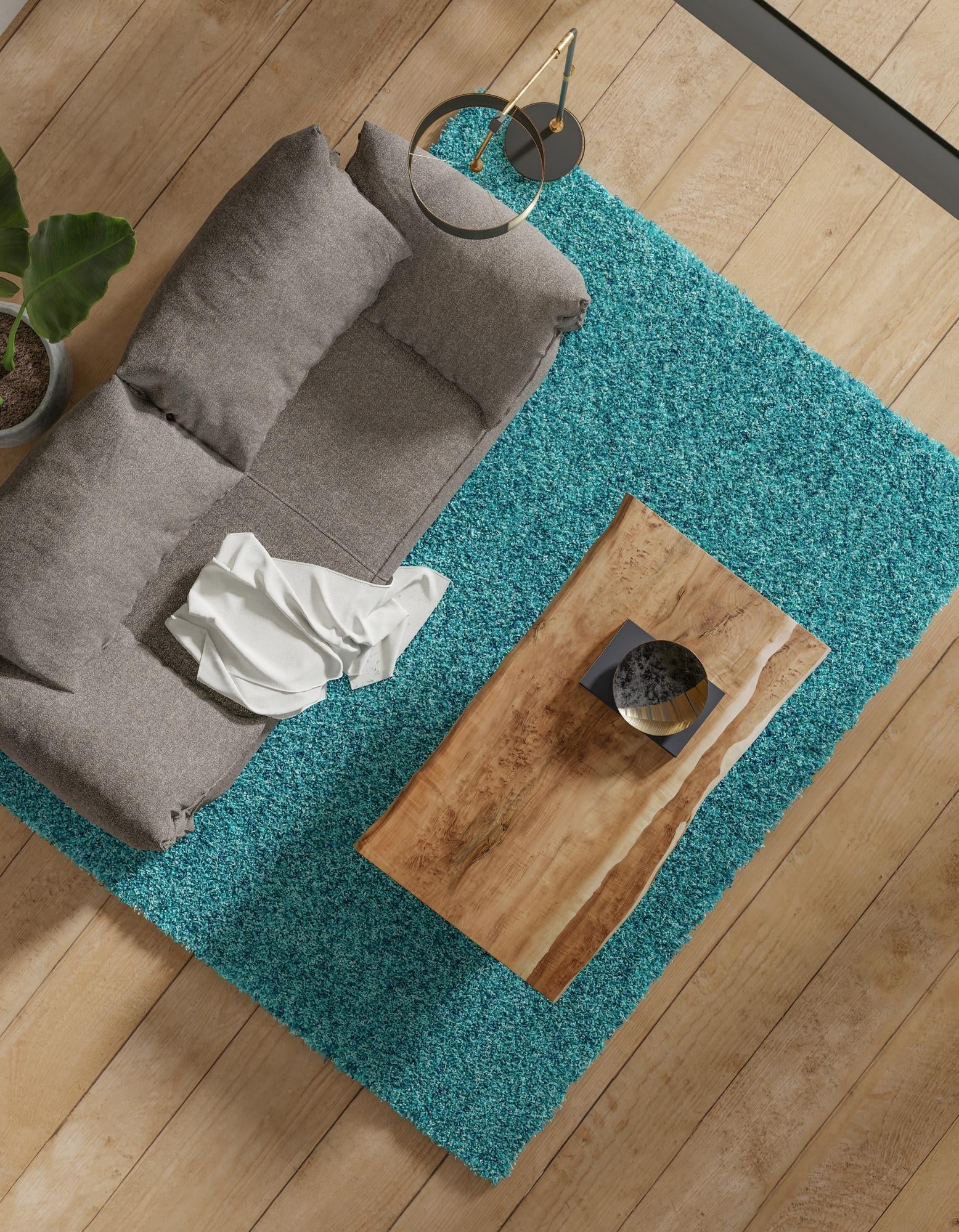 Plush Oasis Collection Area Rug - Serenity (Deep Aqua Blue)