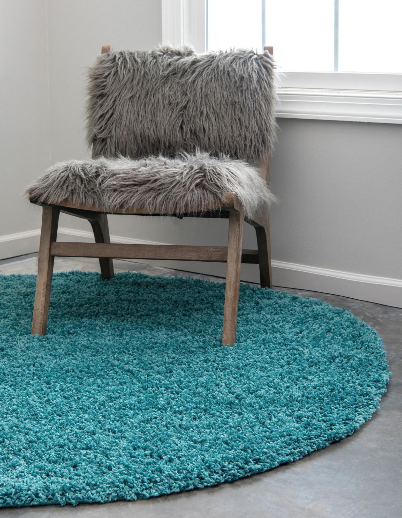 Plush Oasis Collection Area Rug - Serenity (Deep Aqua Blue)