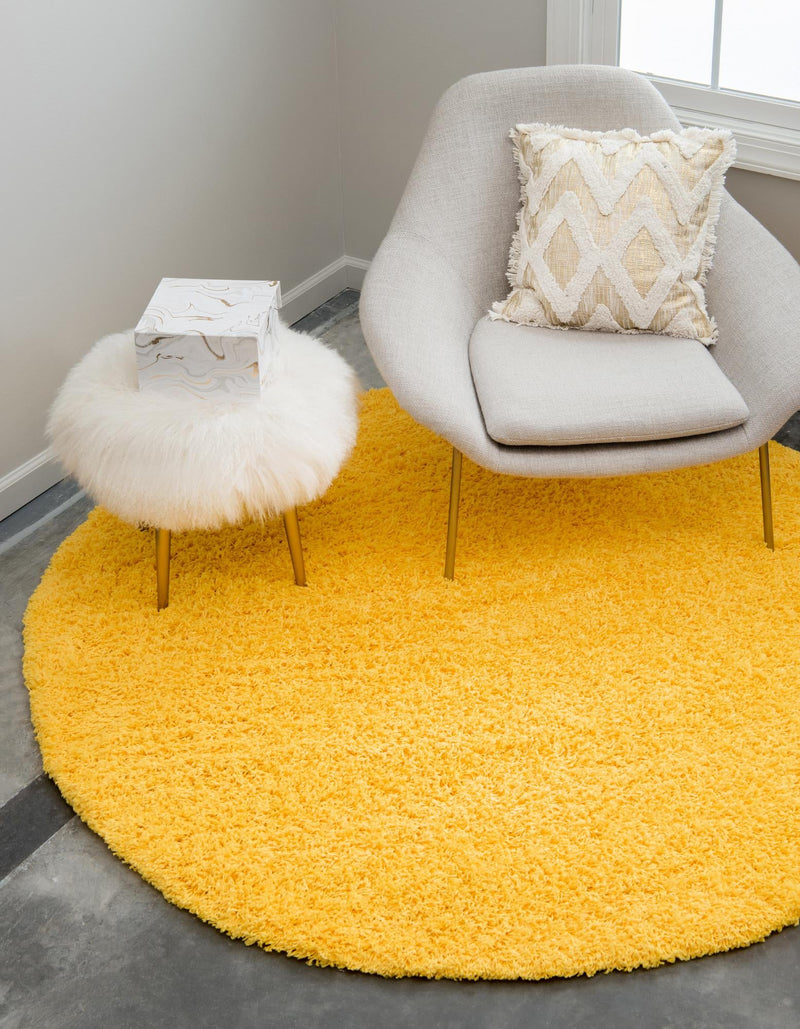 Plush Oasis Collection Area Rug - Serenity (Tuscan Sun Yellow) Round Tuscan Sun Yellow  lifestyle 0