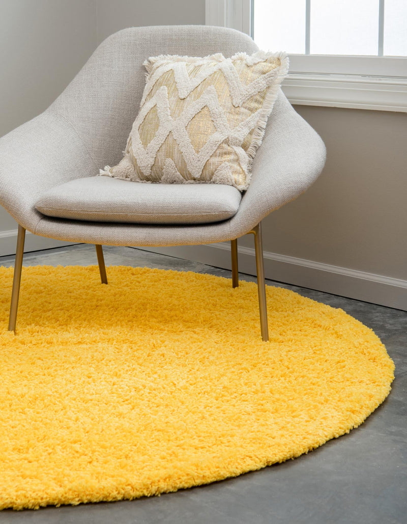 Plush Oasis Collection Area Rug - Serenity (Tuscan Sun Yellow) Round Tuscan Sun Yellow  lifestyle 7