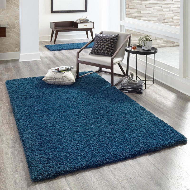 Plush Oasis Collection Area Rug - Serenity (Sapphire Blue) Rectangle Sapphire Blue  lifestyle 13