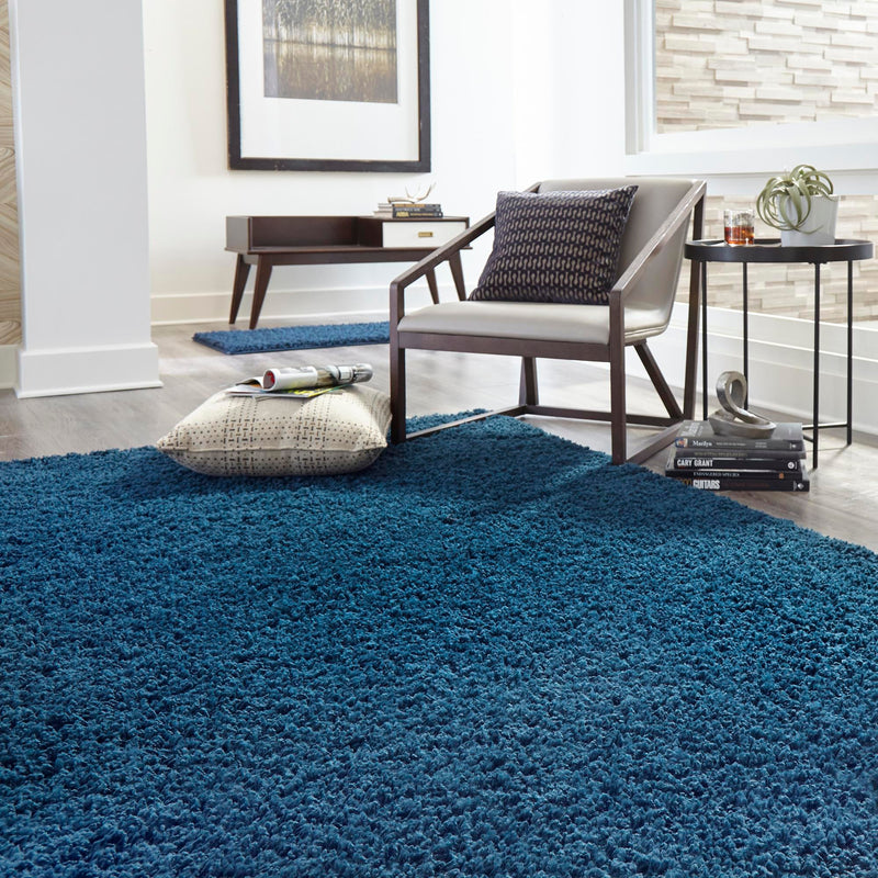 Plush Oasis Collection Area Rug - Serenity (Sapphire Blue) Rectangle Sapphire Blue  lifestyle 14