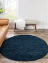 Plush Oasis Collection Area Rug - Serenity (Sapphire Blue) Round Sapphire Blue  lifestyle 7