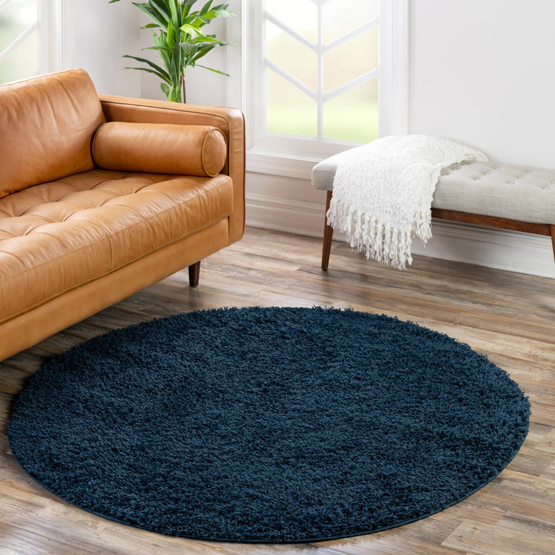 Plush Oasis Collection Area Rug - Serenity (Sapphire Blue) Round Sapphire Blue  lifestyle 42