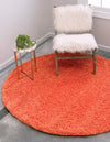 Plush Oasis Collection Area Rug - Serenity (Tiger Orange) Round Tiger Orange  lifestyle 0