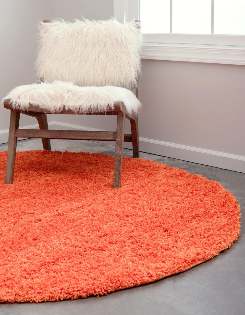 Plush Oasis Collection Area Rug - Serenity (Tiger Orange) Round Tiger Orange  lifestyle 7