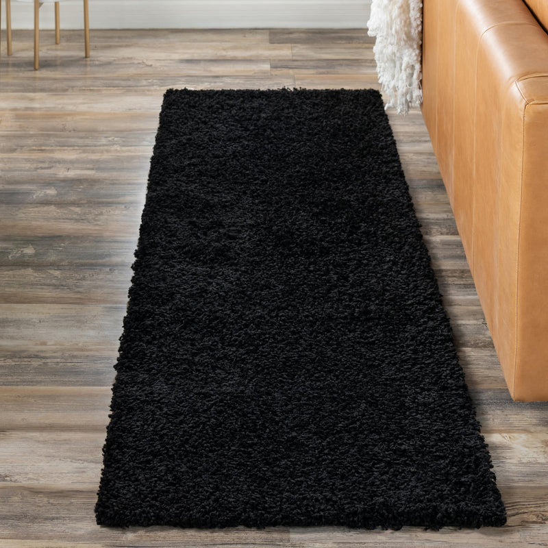 Plush Oasis Collection Area Rug - Serenity (Jet Black) Runner Jet Black  lifestyle 38