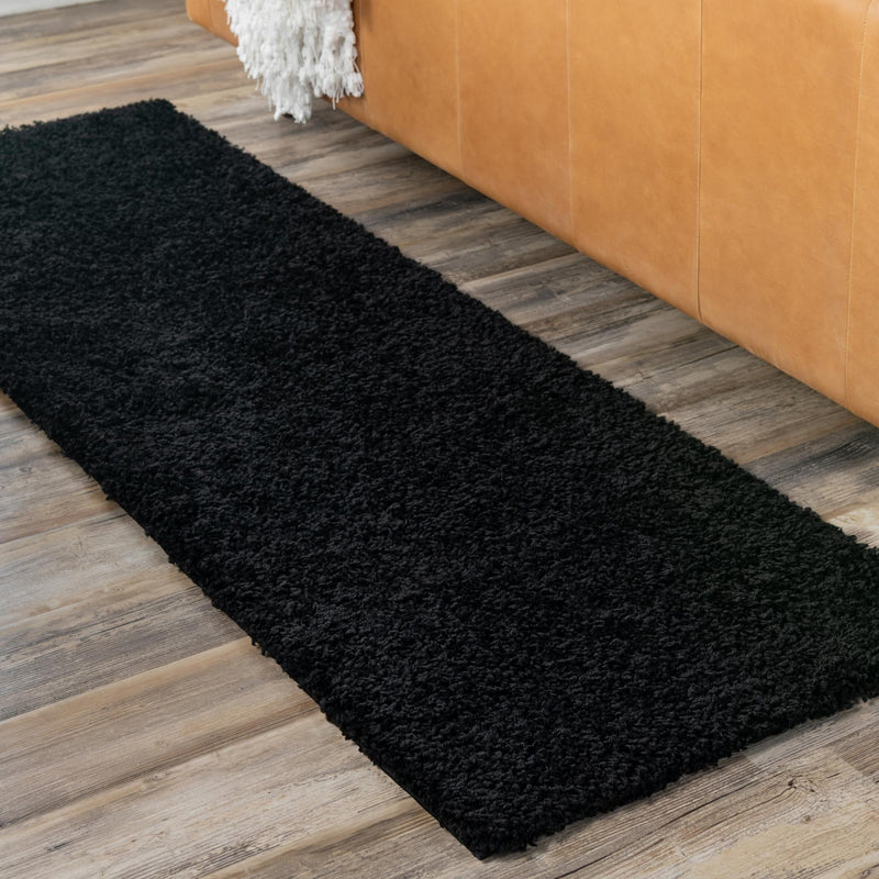 Plush Oasis Collection Area Rug - Serenity (Jet Black) Runner Jet Black  lifestyle 39