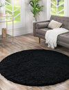 Plush Oasis Collection Area Rug - Serenity (Jet Black) Round Jet Black  lifestyle 6