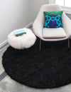 Plush Oasis Collection Area Rug - Serenity (Jet Black) Round Jet Black  lifestyle 9