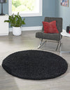 Plush Oasis Collection Area Rug - Serenity (Jet Black) Round Jet Black  lifestyle 47