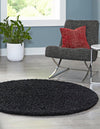 Plush Oasis Collection Area Rug - Serenity (Jet Black) Round Jet Black  lifestyle 48