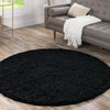 Plush Oasis Collection Area Rug - Serenity (Jet Black) Round Jet Black  lifestyle 51