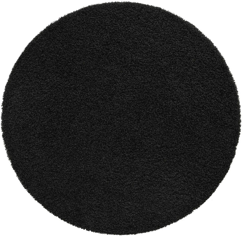 Plush Oasis Collection Area Rug - Serenity (Jet Black) Round Jet Black Main