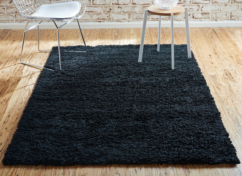 Plush Oasis Collection Area Rug - Serenity (Jet Black) Rectangle Jet Black  lifestyle 48