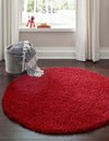 Plush Oasis Collection Area Rug - Serenity (Cherry Red) Round Cherry Red  lifestyle 0