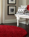 Plush Oasis Collection Area Rug - Serenity (Cherry Red) Round Cherry Red  lifestyle 8