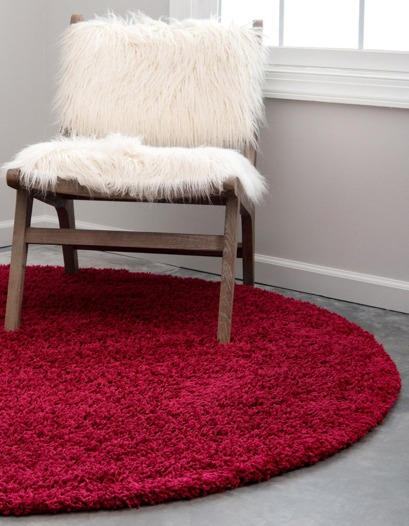 Plush Oasis Collection Area Rug - Serenity (Cherry Red) Round Cherry Red  lifestyle 10