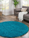 Plush Oasis Collection Area Rug - Serenity (Turquoise) Round Turquoise  lifestyle 6