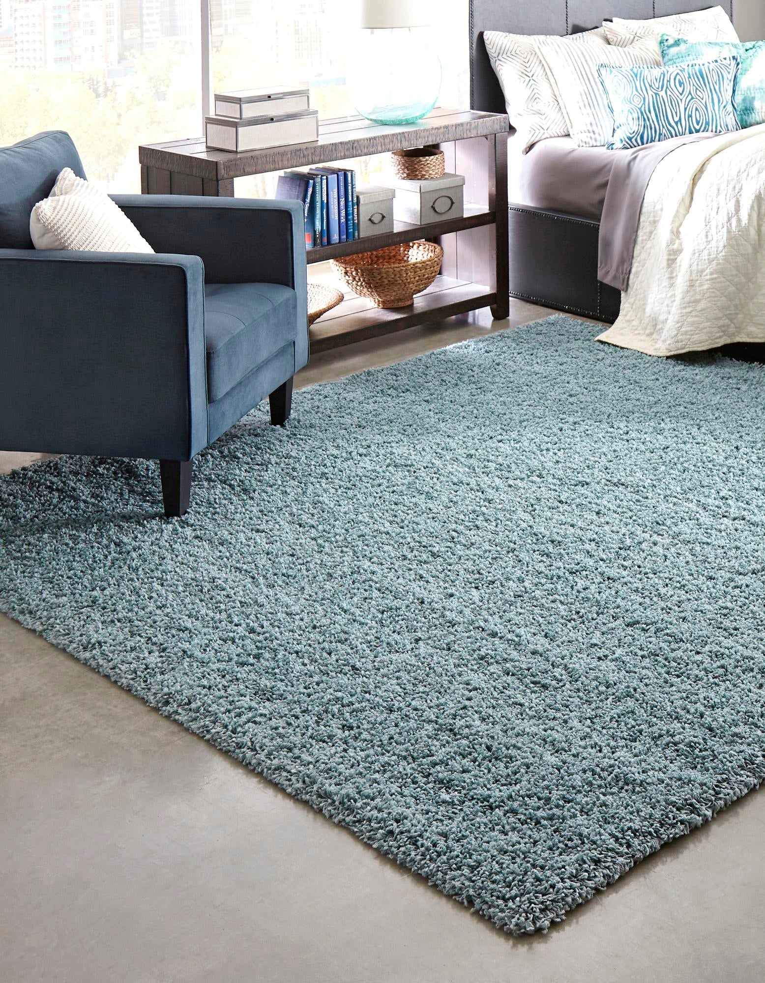 Plush Oasis Collection Area Rug - Serenity (Light Slate Blue)