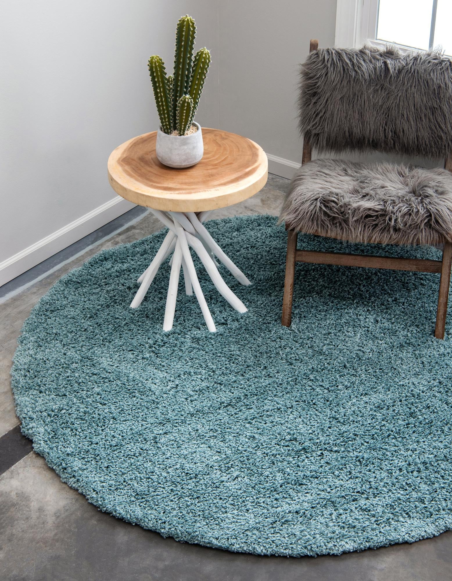 Plush Oasis Collection Area Rug - Serenity (Light Slate Blue)