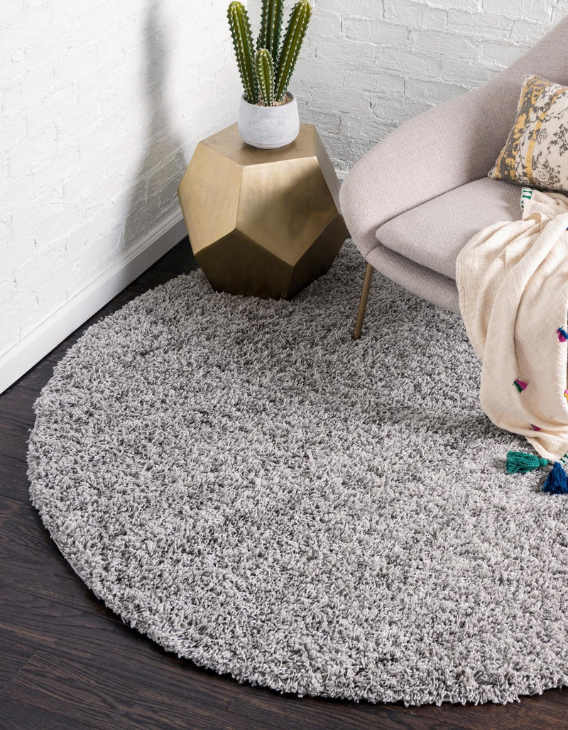 Plush Oasis Collection Area Rug - Serenity (Cloud Gray) Round Cloud Gray  lifestyle 40