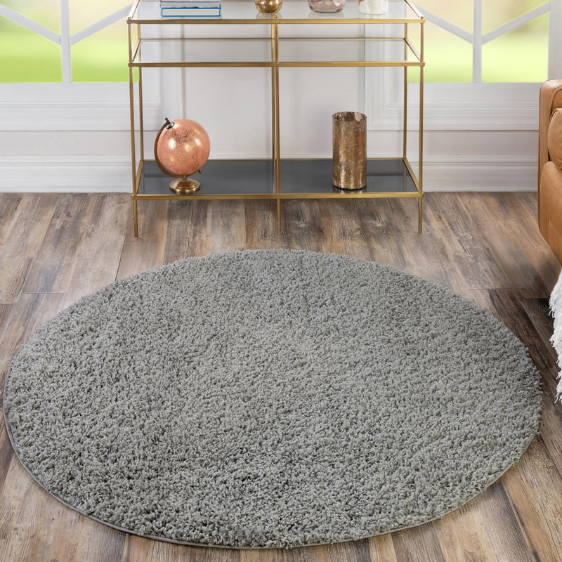 Plush Oasis Collection Area Rug - Serenity (Cloud Gray) Round Cloud Gray  lifestyle 42