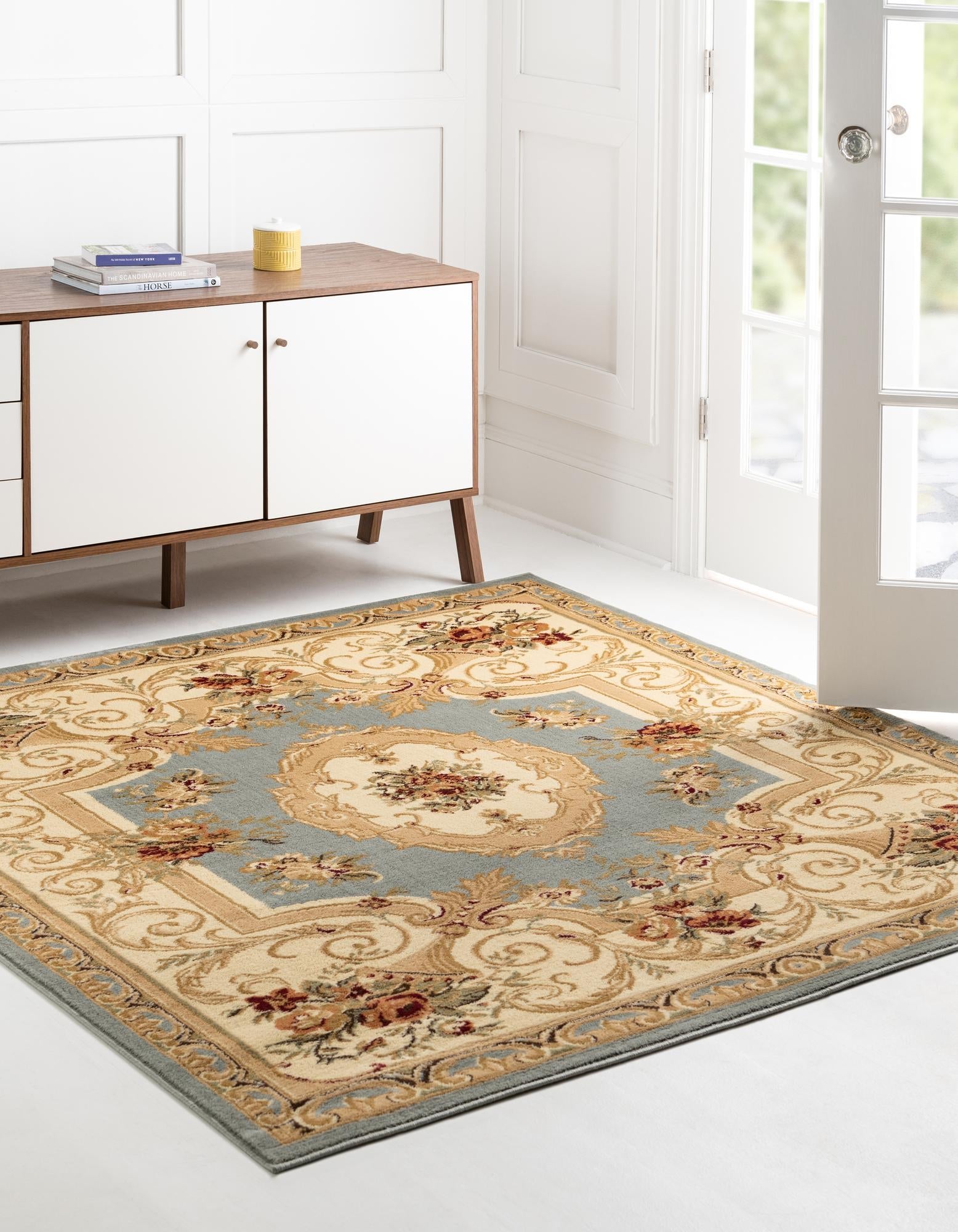 Versailles Elegance Collection Area Rug -  Louveciennes (Light Blue)