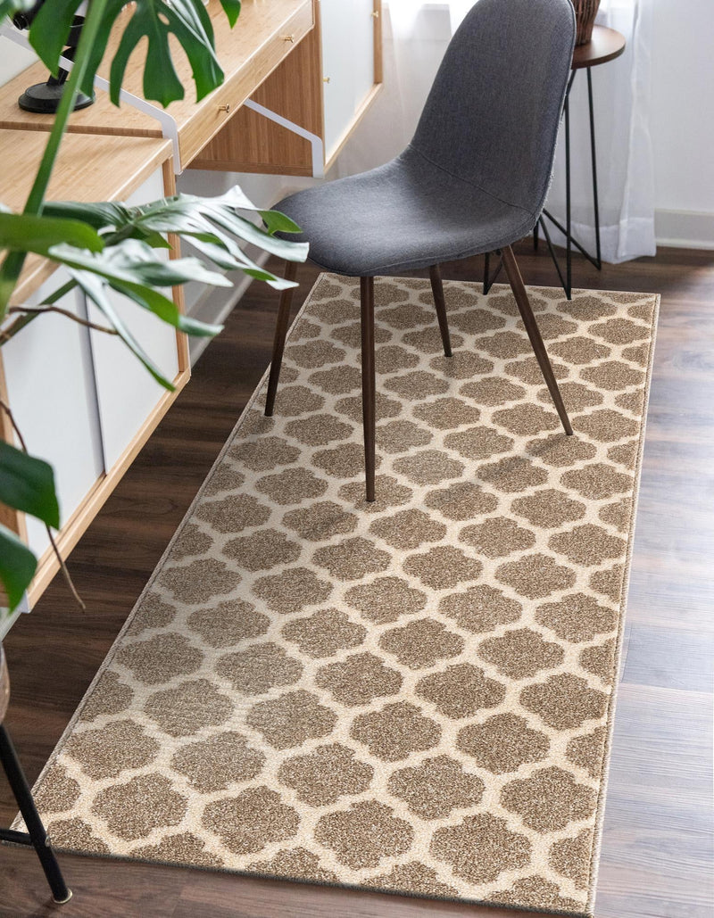 Lattice Gardens Collection Area Rug -  Bloomfield (Light Brown) Runner Light Brown  lifestyle 36