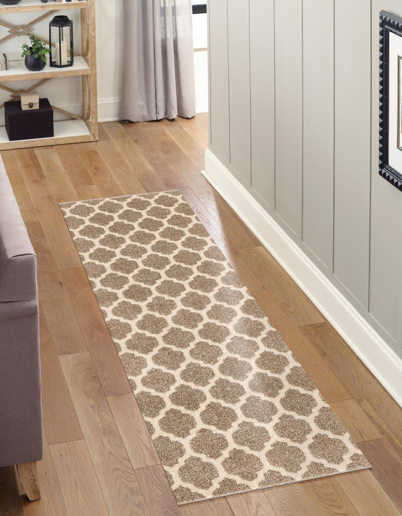 Lattice Gardens Collection Area Rug -  Bloomfield (Light Brown) Runner Light Brown  lifestyle 40