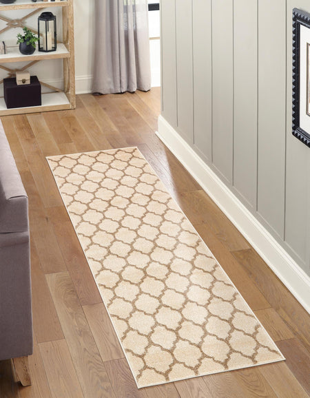 Lattice Gardens Collection Area Rug -  Bloomfield (Beige and Light Brown)