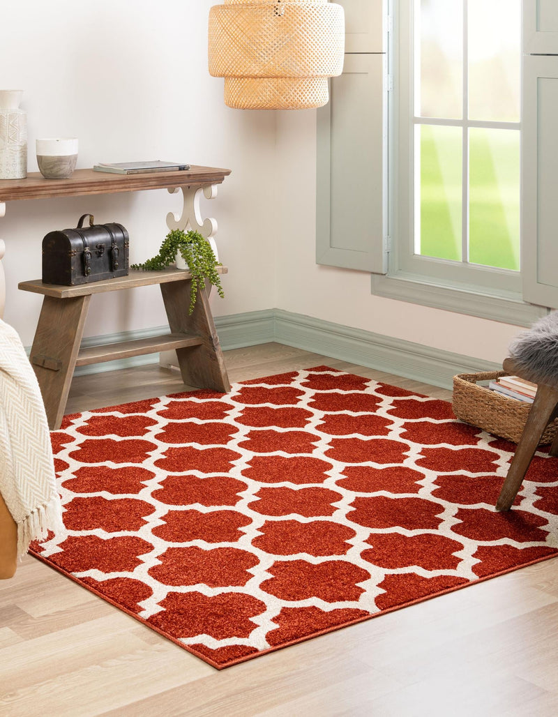 Lattice Gardens Collection Area Rug -  Bloomfield (Light Terracotta) Square Light Terracotta  lifestyle 26