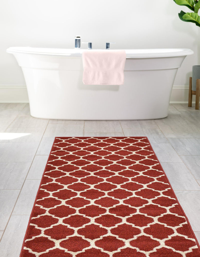 Lattice Gardens Collection Area Rug -  Bloomfield (Dark Terracotta) Runner Dark Terracotta  lifestyle 27