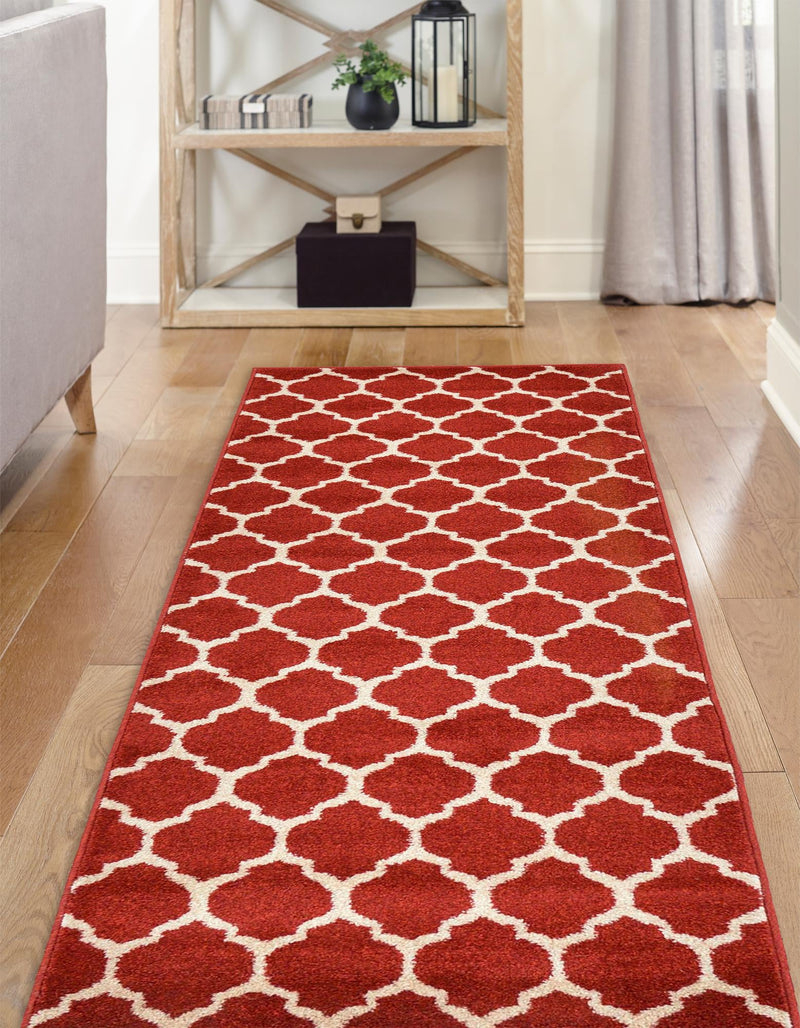 Lattice Gardens Collection Area Rug -  Bloomfield (Dark Terracotta) Runner Dark Terracotta  lifestyle 37