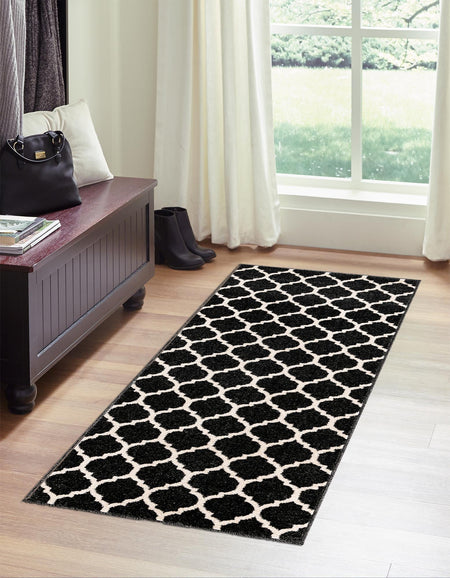 Lattice Gardens Collection Area Rug -  Bloomfield (Black)