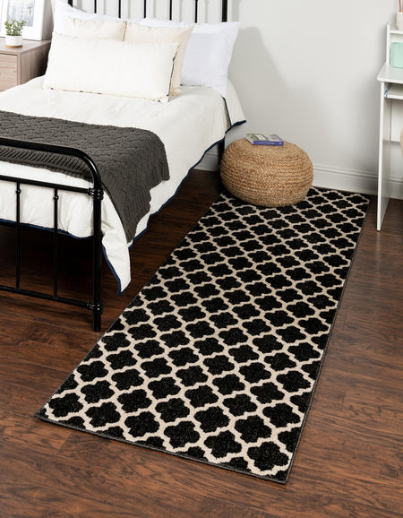 Lattice Gardens Collection Area Rug -  Bloomfield (Black)