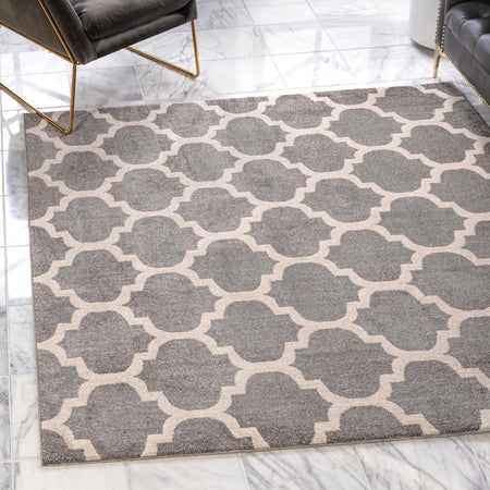 Lattice Gardens Collection Area Rug -  Bloomfield (Dark Gray)