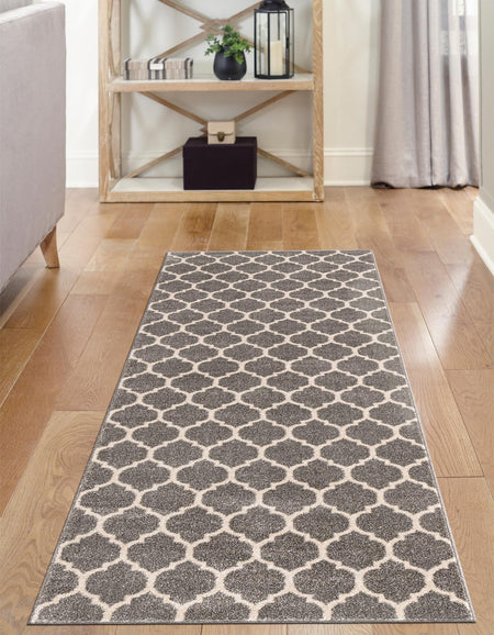 Lattice Gardens Collection Area Rug -  Bloomfield (Dark Gray)