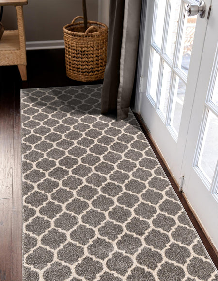 Lattice Gardens Collection Area Rug -  Bloomfield (Dark Gray)