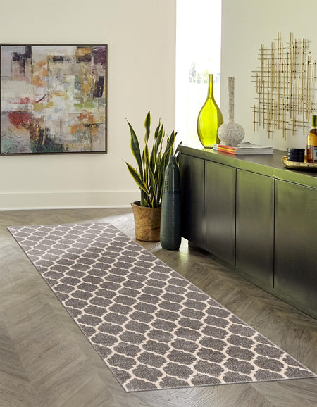 Lattice Gardens Collection Area Rug -  Bloomfield (Dark Gray)