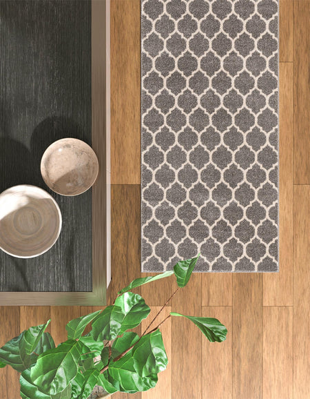 Lattice Gardens Collection Area Rug -  Bloomfield (Dark Gray)