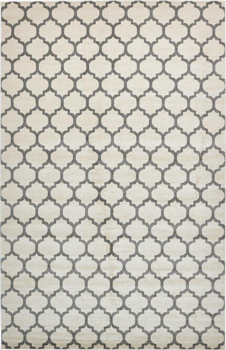 Lattice Gardens Collection Area Rug -  Bloomfield (Beige and Gray)