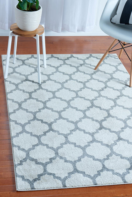 Lattice Gardens Collection Area Rug -  Bloomfield (Beige and Gray)