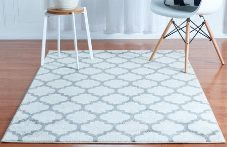 Lattice Gardens Collection Area Rug -  Bloomfield (Beige and Gray)