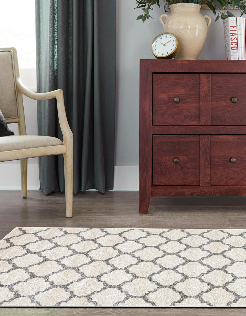 Lattice Gardens Collection Area Rug -  Bloomfield (Beige and Gray) Runner Beige and Gray  lifestyle 52