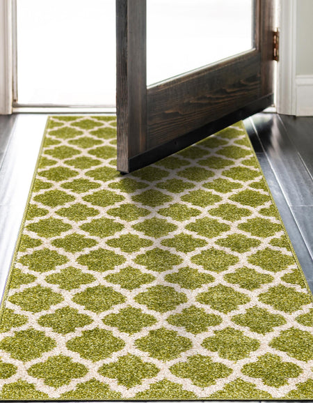 Lattice Gardens Collection Area Rug -  Bloomfield (Light Green)