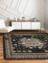 Tabriz Tapestries Collection Area Rug - Azerbaijan (Black) Square Black  lifestyle 20