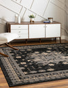 Tabriz Tapestries Collection Area Rug - Azerbaijan (Black) Square Black  lifestyle 25