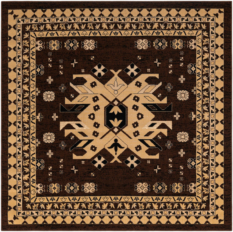 Tabriz Tapestries Collection Area Rug - Azerbaijan (Brown) Square Brown  lifestyle 12